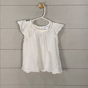 Ralph Lauren White Blouse with Flutter Cap Sleeves